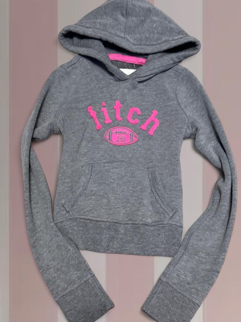Abercrombie & Fitch Grey/Pink Cropped Hoodie
